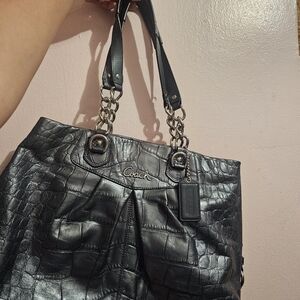 Coach Black Leather Tote Bag